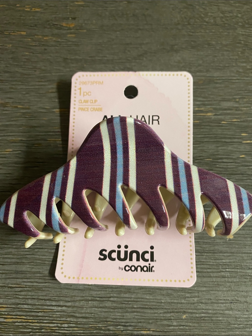 Scunci Purple Striped Claw Hair Clip